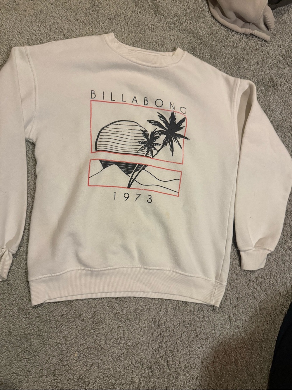 Billabong Cream Graphic Crewneck Sweatshirt - 1973 Palm Design